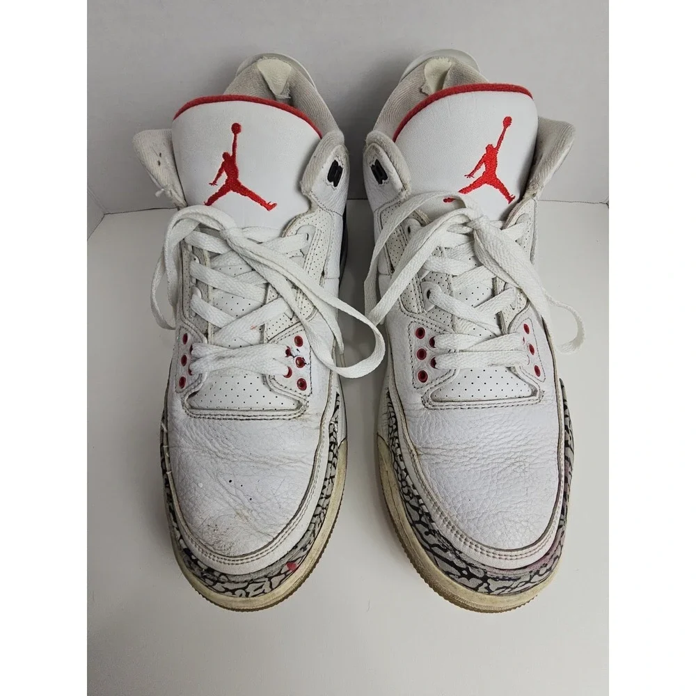 2017 Nike Air Jordan 3 Retro White Red Black 923096-101 Size 12